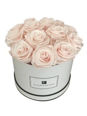 Lasting Baby Pink Roses in a Small Round Gift Box