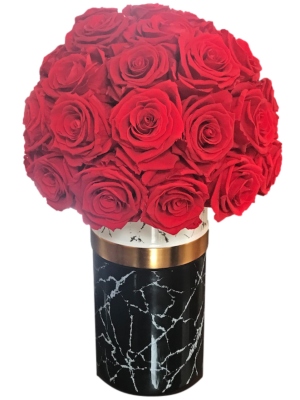 Red Long Lasting Rose Arrangement in a Marble Style Ceramic Vase