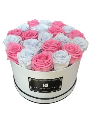 Roses That Last a Year in a Medium White Round Box