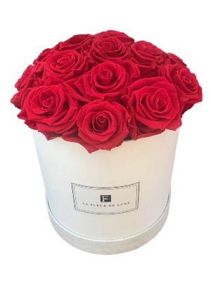 Dome-Shaped Red Roses That Last a Year in a Medium Round White Box