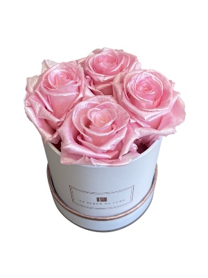 Pearl Touch Pink Roses in a X-Small Round Box
