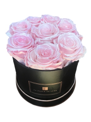 Pearl Touch Eternity Roses in a Small Round Box