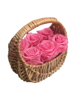 Pink Flowers That Last a Year in a Woven Basket