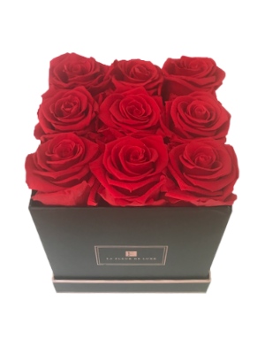 Red Roses in a Small Square Box