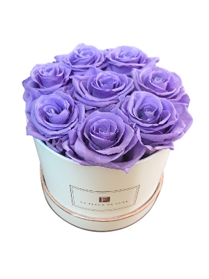 Violet Roses That Last a Year in a Small Round Box