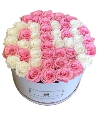 Number 94 Pink Rose Flowers Arrangement in a Round Box